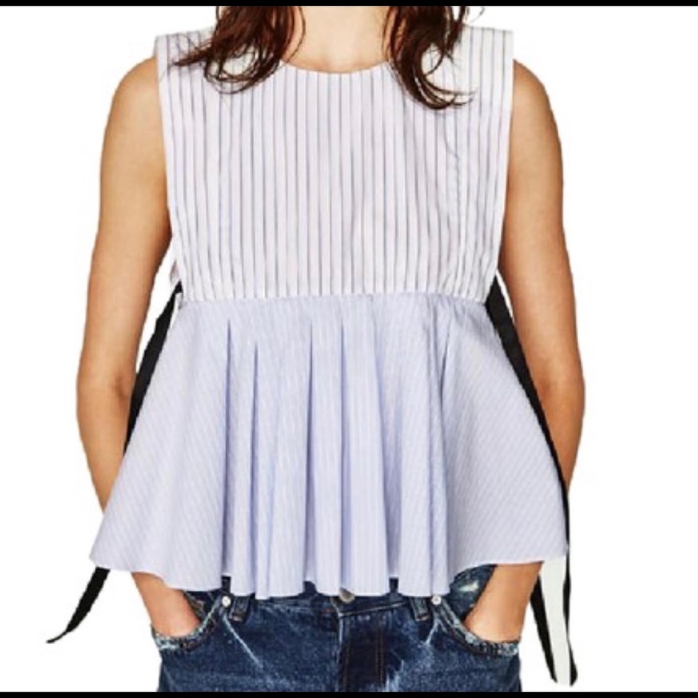 Zara Striped Blouse with Black Ties